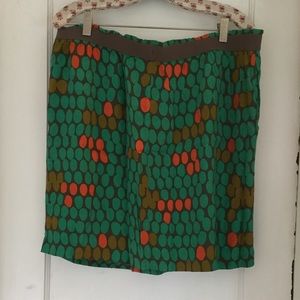 Boden green dot knee length skirt w pockets Sz 12